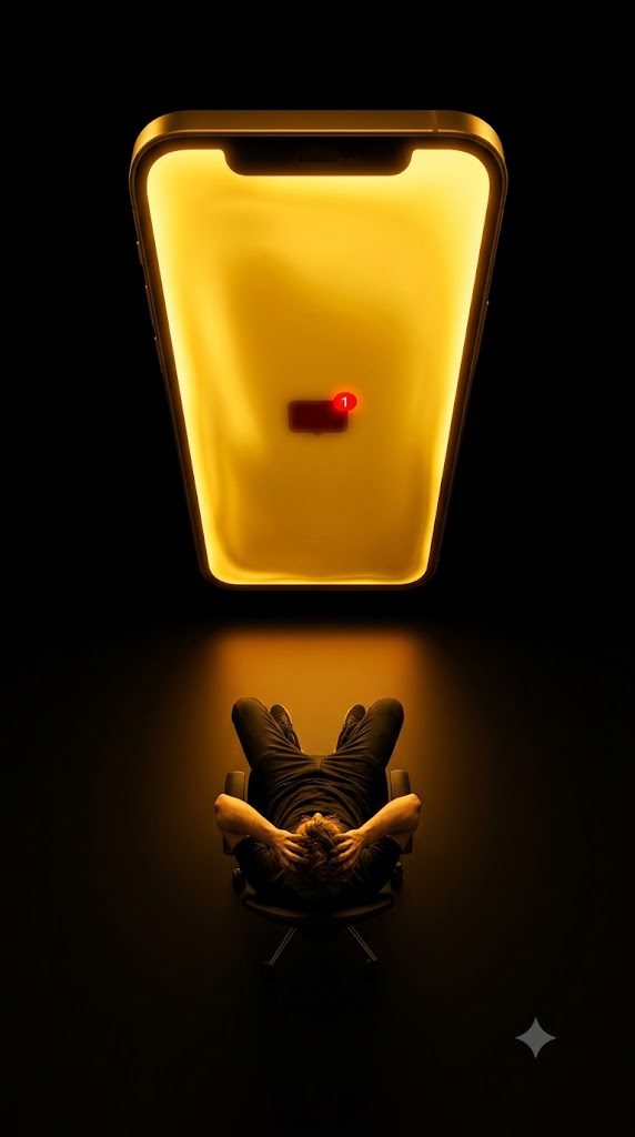 Eklyptix.AI brand image of a glowing phone above a figure in the dark