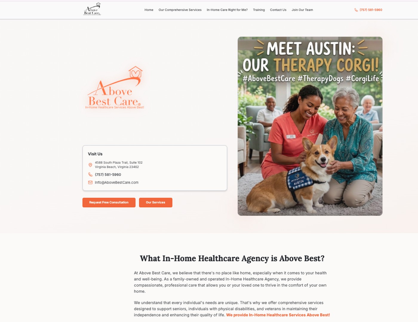Above Best Care homepage screenshot