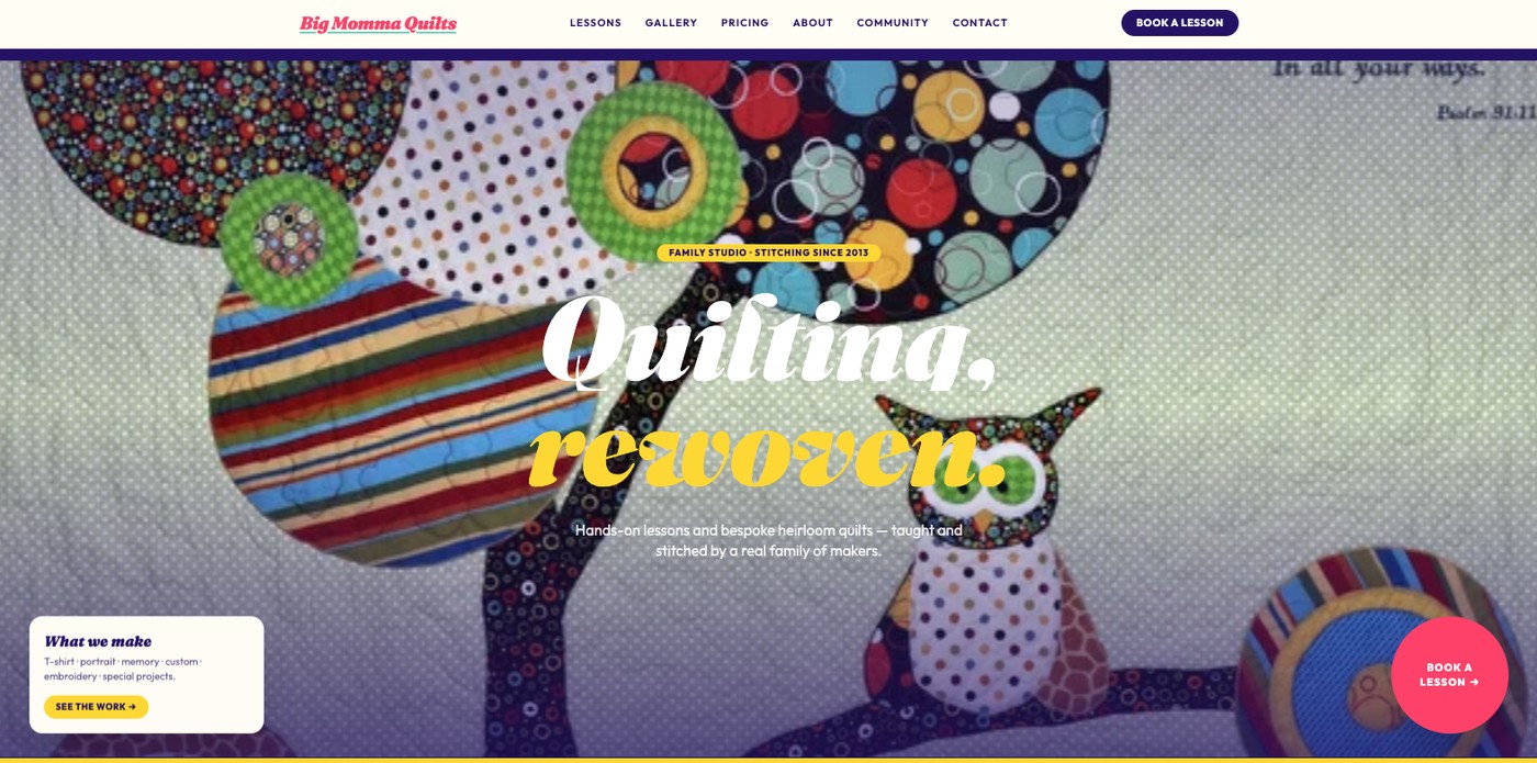 Big Momma Quilts homepage screenshot